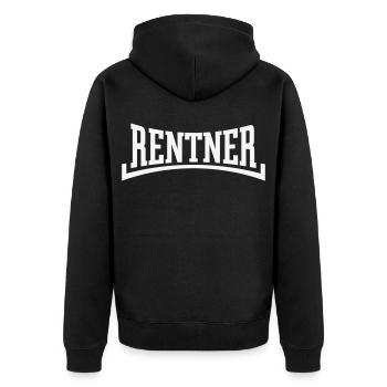Rentner (Rente / Ruhestand / Konkav / White) - Unisex Premium Bio Zip Hoodie - Schwarz - Hinten - Nico (187cm)