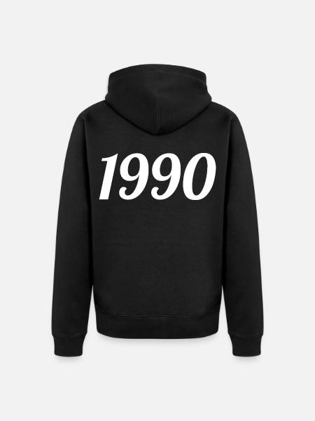 1990 Vintage 1990 Anniversaire Rétro 1990 Cadeau - Premium økologisk unisex-hættejakke - sort