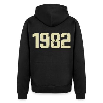Jubilee 1982 - Unisex Premium Organic Zip Hoodie - black - Back - Nico (187cm)
