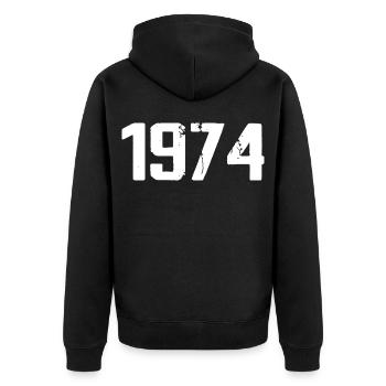 1974 - Awesome since 1974 - Unisex Premium Organic Zip Hoodie - black - Back - Nico (187cm)
