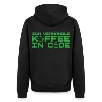 Informatik Verwandle Kaffee in Code Programmierer - Unisex Premium Bio Zip Hoodie - Schwarz - Hinten - Nico (187cm)