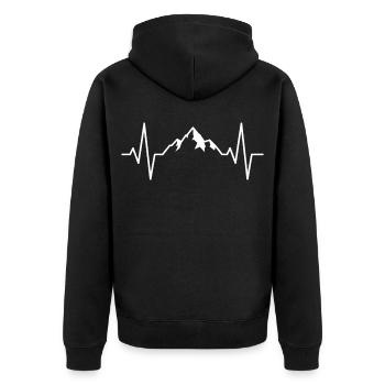 Mountain Heartbeat Heartbeat Pulse Alpine - Unisex Premium Organic Zip Hoodie - black - Back - Nico (187cm)