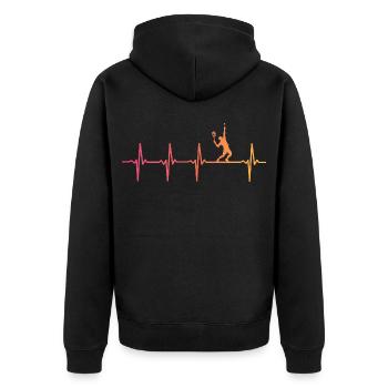 Tennisspieler von Sunset Heartbeat - Unisex Premium Bio Zip Hoodie - Schwarz - Hinten - Nico (187cm)