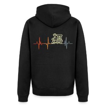 Eisenbahn Herzklopfen - Unisex Premium Bio Zip Hoodie - Schwarz - Hinten - Nico (187cm)