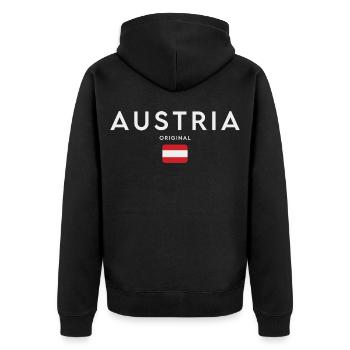 Flag of Austria, Austrian pride - Unisex Premium Organic Zip Hoodie - black - Back - Nico (187cm)