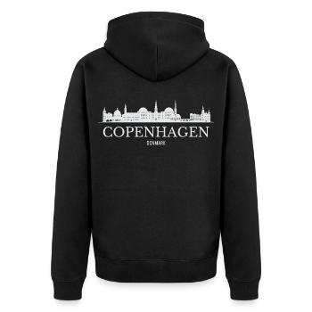 La silhouette de Copenhague, j’adore Copenhague - Veste à capuche bio Premium Unisexe - noir - Dos - Nico (187cm)