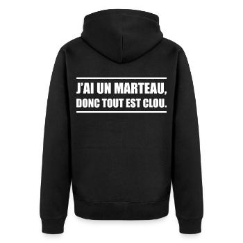J’ai un marteau donc tout devient un clou - Veste à capuche bio Premium Unisexe - noir - Dos - Nico (187cm)