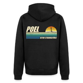 Ostsee RETRO STRANDGEFÜHLE POEL Souvenier Lustig - Unisex Premium Bio Zip Hoodie - Schwarz - Hinten - Nico (187cm)