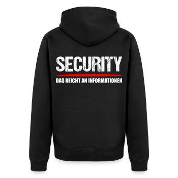 Security Türsteher Spruch - Unisex Premium Bio Zip Hoodie - Schwarz - Hinten - Nico (187cm)