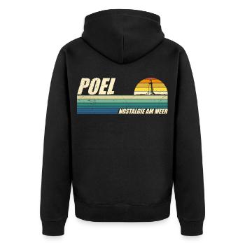 Baltic Sea POEL NOSTALGIA BY THE SEA Retro Funny - Unisex Premium Organic Zip Hoodie - black - Back - Nico (187cm)