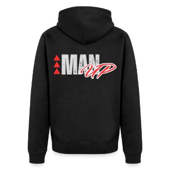 MAN UP MEN WORKOUT FITNESS MOTIVATIONAL POWER GYM - Unisex Premium Organic Zip Hoodie - black - Back - Nico (187cm)