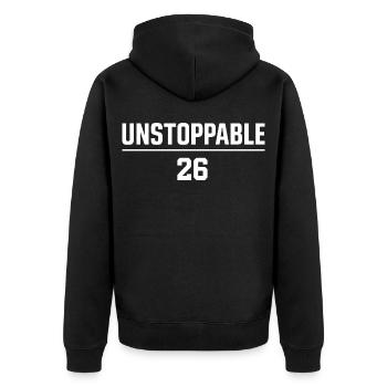Motivation Unstoppable 26 2026 - Veste à capuche bio Premium Unisexe - noir - Dos - Nico (187cm)