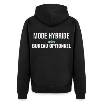 Mode Hybride — Télétravail Assumé - Veste à capuche bio Premium Unisexe - noir - Dos - Nico (187cm)