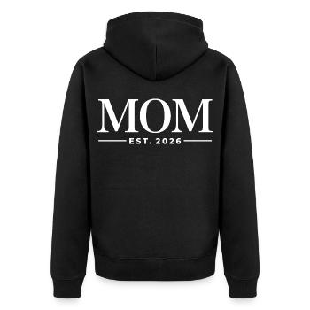 Mom Est. 2026 | Mutter | Muttertag Geschenk - Unisex Premium Bio Zip Hoodie - Schwarz - Hinten - Nico (187cm)
