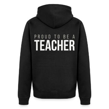 Stolz, Lehrer zu sein – Lehrergeschenk - Unisex Premium Bio Zip Hoodie - Schwarz - Hinten - Nico (187cm)