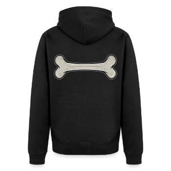 Beiger Hundeknochen - Unisex Premium Bio Zip Hoodie - Schwarz - Hinten - Nico (187cm)