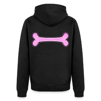 Pinkes Hundeknochen - Unisex Premium Bio Zip Hoodie - Schwarz - Hinten - Nico (187cm)