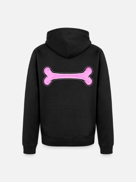 Pinkes Hundeknochen - Unisex Premium Bio Zip Hoodie - Schwarz
