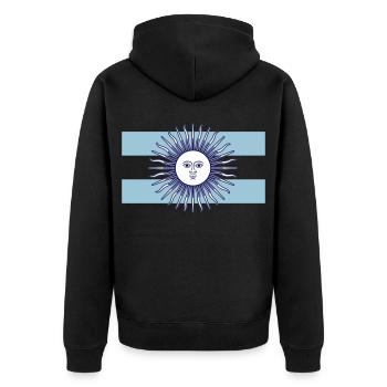 Argentinien Flagge - Unisex Premium Bio Zip Hoodie - Schwarz - Hinten - Nico (187cm)