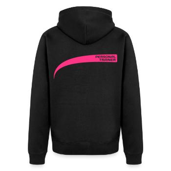 Personal trainer / Drill Instructor - Unisex Premium Bio Zip Hoodie - Schwarz - Hinten - Nico (187cm)