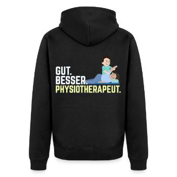 Physiotherapeut Gut Besser Herren Physio Lustiges - Unisex Premium Bio Zip Hoodie - Schwarz - Hinten - Nico (187cm)