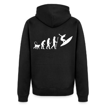 Evolution of surfing - Unisex Premium Organic Zip Hoodie - black - Back - Nico (187cm)