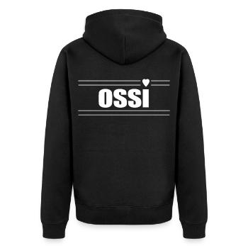 Allemand de l’Est avec cœur - Veste à capuche bio Premium Unisexe - noir - Dos - Nico (187cm)