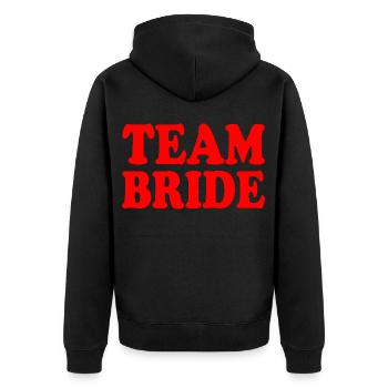 Team bride - Unisex Premium Bio Zip Hoodie - Schwarz - Hinten - Nico (187cm)