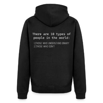 there are 10 types of people who understand binary - Unisex Premium Bio Zip Hoodie - Schwarz - Hinten - Nico (187cm)