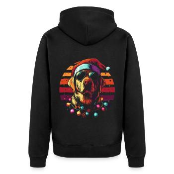 Labrador Weihnachten - Unisex Premium Bio Zip Hoodie - Schwarz - Hinten - Nico (187cm)