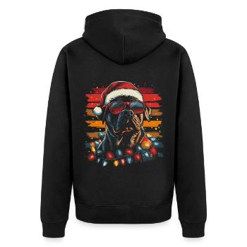 Cooler Cane Corso Weihnachten - Unisex Premium Bio Zip Hoodie - Schwarz - Hinten - Nico (187cm)
