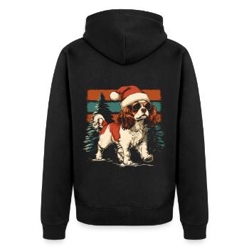 Cool Cavalier King Charles Épagneul Noël - Veste à capuche bio Premium Unisexe - noir - Dos - Nico (187cm)