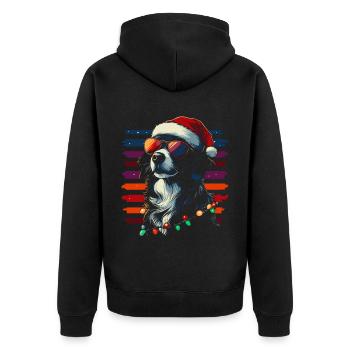 Cool Border Collie Noël - Veste à capuche bio Premium Unisexe - noir - Dos - Nico (187cm)