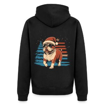 Cool bouledogue anglais Noël - Veste à capuche bio Premium Unisexe - noir - Dos - Nico (187cm)