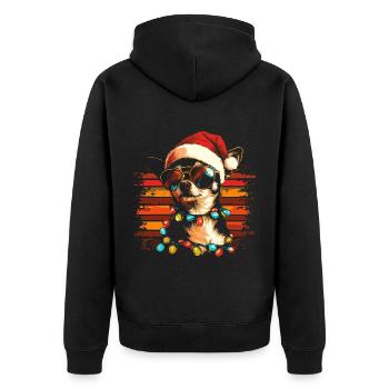 Cooler Chihuahua Weihnachten Weihnachtsfeier - Unisex Premium Bio Zip Hoodie - Schwarz - Hinten - Nico (187cm)