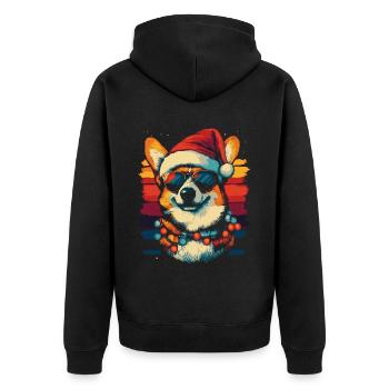 Cool Corgi Fête de Noël - Veste à capuche bio Premium Unisexe - noir - Dos - Nico (187cm)