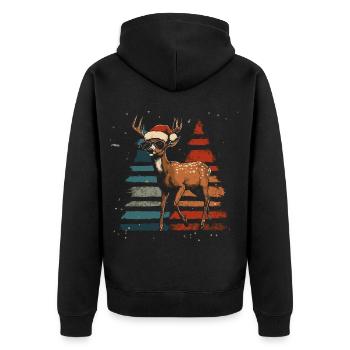 Cerf avec chapeau de Père Noël et lunettes de soleil - Veste à capuche bio Premium Unisexe - noir - Dos - Nico (187cm)