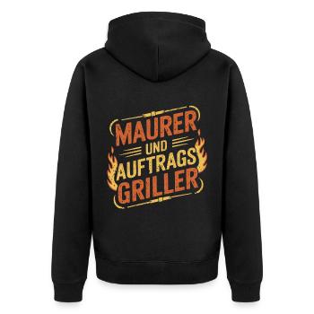 Maurer und Auftragsgriller - Unisex Premium Bio Zip Hoodie - Schwarz - Hinten - Nico (187cm)