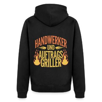 Handwerker und Auftragsgriller - Unisex Premium Bio Zip Hoodie - Schwarz - Hinten - Nico (187cm)