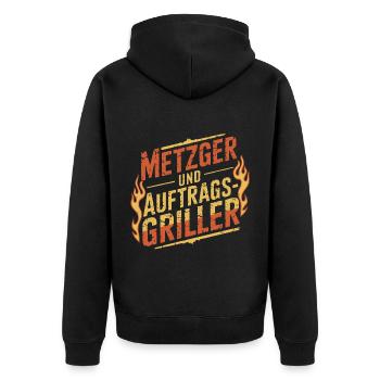 Metzger und Auftragsgriller - Unisex Premium Bio Zip Hoodie - Schwarz - Hinten - Nico (187cm)