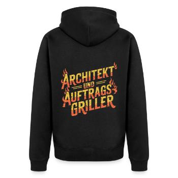 Architekt und Auftragsgriller - Unisex Premium Bio Zip Hoodie - Schwarz - Hinten - Nico (187cm)