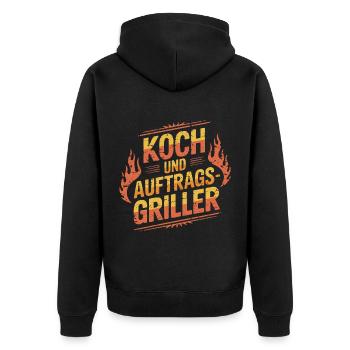 Koch und Auftragsgriller - Unisex Premium Bio Zip Hoodie - Schwarz - Hinten - Nico (187cm)