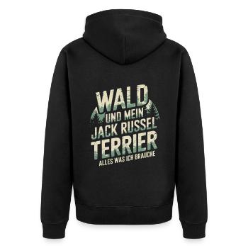 Wald und mein Jack Russel Terrier - Unisex Premium Bio Zip Hoodie - Schwarz - Hinten - Nico (187cm)