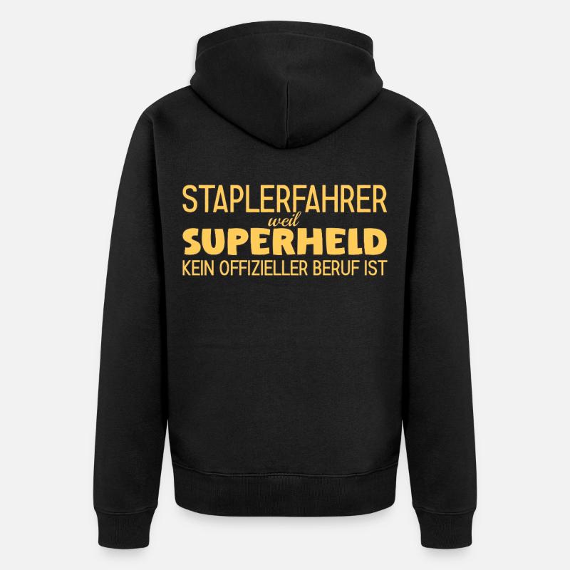 Staplerfahrer Superheld Gabelstaplerfahrer - Unisex Premium Bio Zip Hoodie - Schwarz