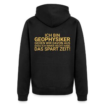 Geophysiker Zeit Sparen Geophysik - Unisex Premium Bio Zip Hoodie - Schwarz - Hinten - Nico (187cm)