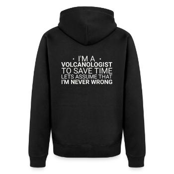 Volcanologist Never Wrong Volcanology - Unisex Premium Organic Zip Hoodie - black - Back - Nico (187cm)