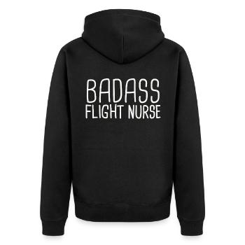 Flight Nurse Badass Luftrettung - Unisex Premium Bio Zip Hoodie - Schwarz - Hinten - Nico (187cm)