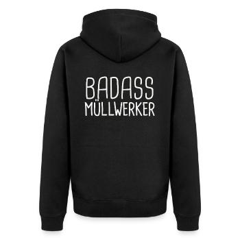Garbage Collector Badass - Unisex Premium Organic Zip Hoodie - black - Back - Nico (187cm)