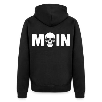 MOIN Greeting Northern Germany Skull Skull - Unisex Premium Organic Zip Hoodie - black - Back - Nico (187cm)