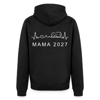Mom 2027 Heartbeat Pregnancy Announce - Unisex Premium Organic Zip Hoodie - black - Back - Nico (187cm)